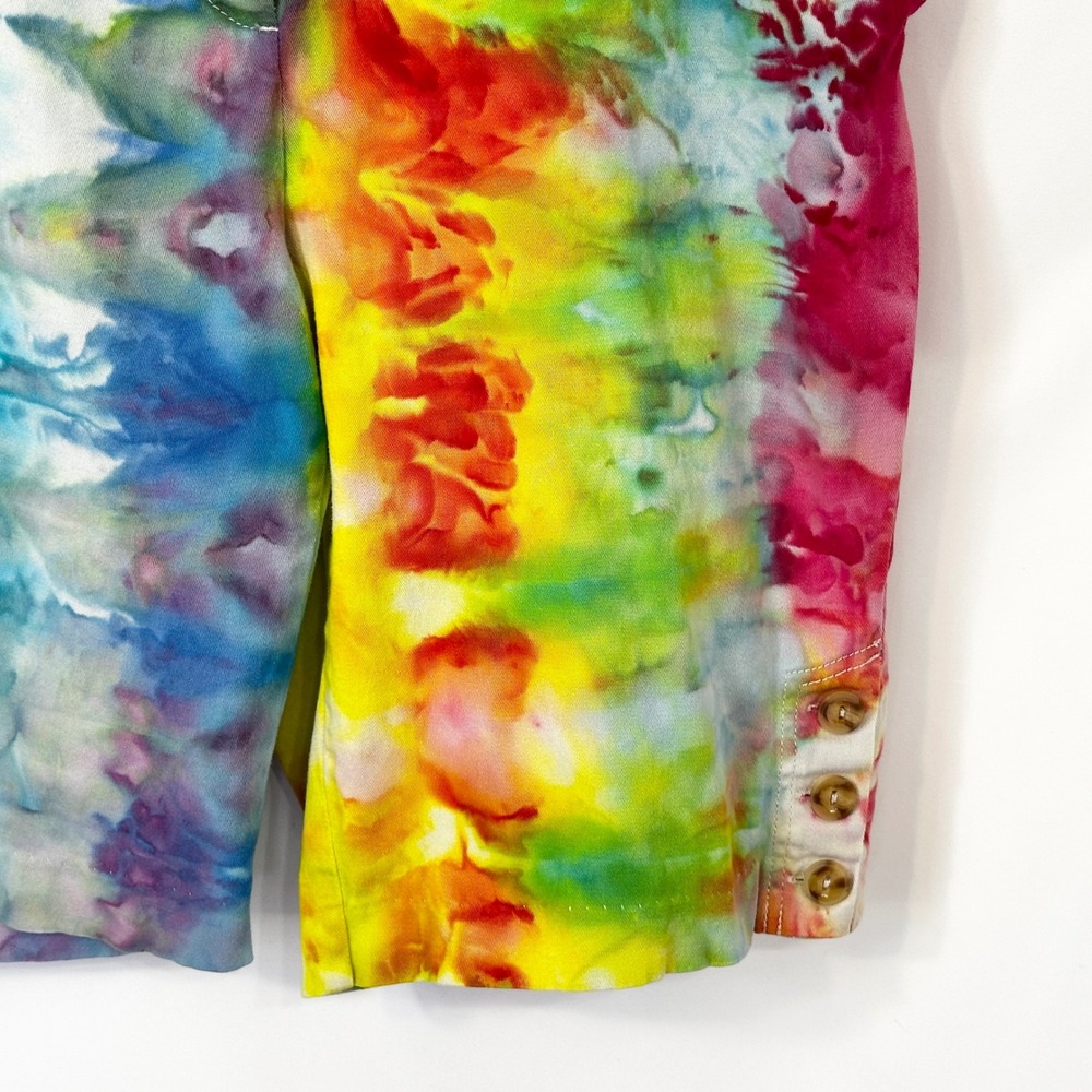 Rafaella Size 10 Shorts Handmade Tie Dye Bermuda Blue Yellow Red Mid Rise 436 - Picture 6 of 12